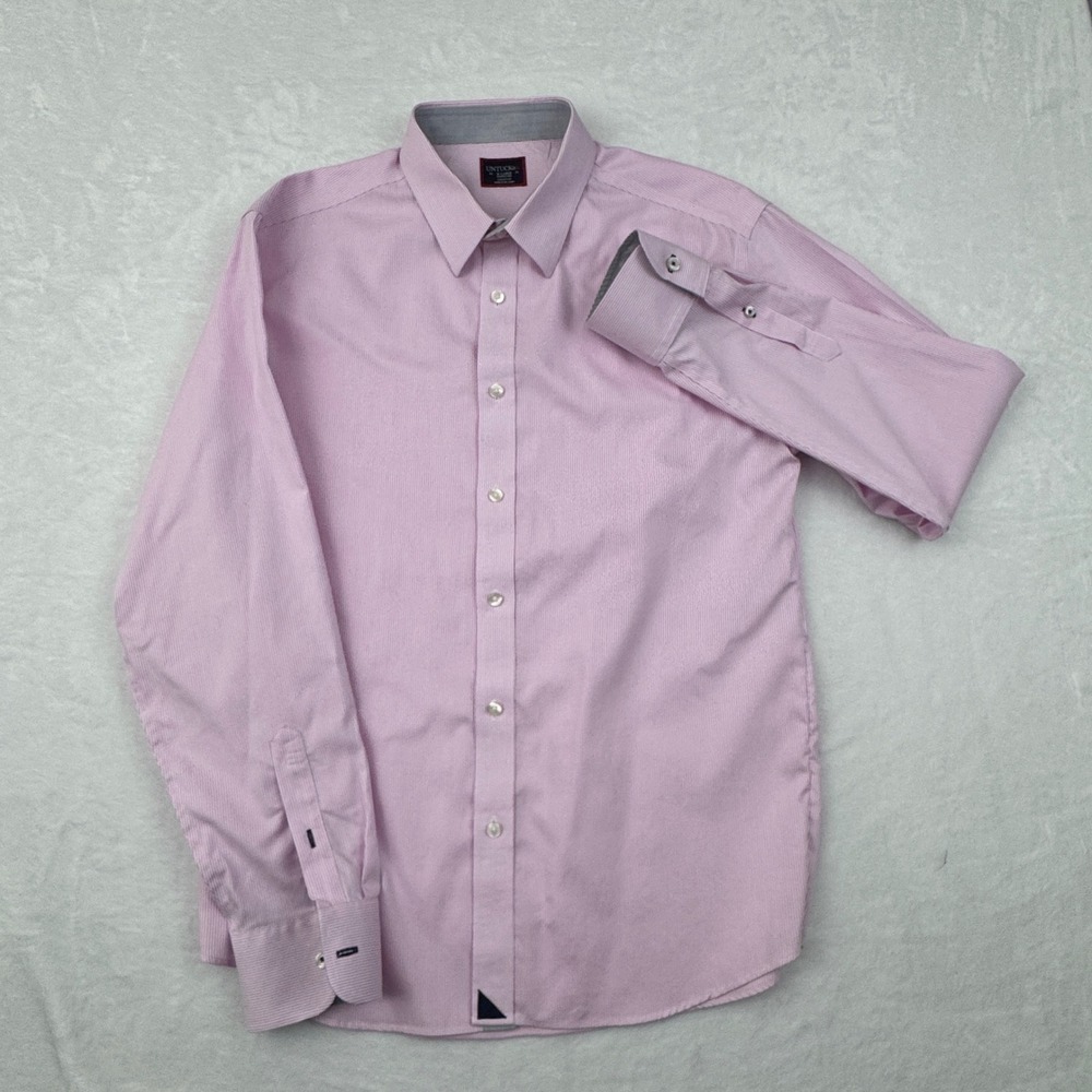 UNTUCKit Pink White Striped Wrinkle Free Cotton Button Down Shirt Mens XL